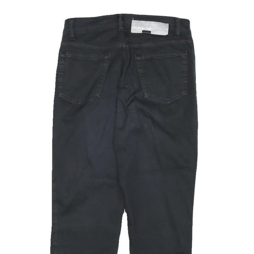 ICE JEANS Womens Cotton Blend Black Regular Straight Trousers W24 L21 Stylish