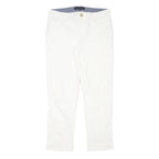 TOMMY HILFIGER Womens Cotton Blend White Regular Fit Straight Trousers W32 L27