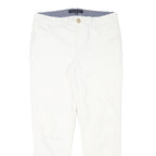 TOMMY HILFIGER Womens Cotton Blend White Regular Fit Straight Trousers W32 L27