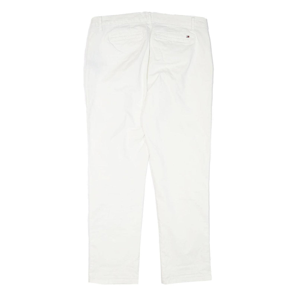 TOMMY HILFIGER Womens Cotton Blend White Regular Fit Straight Trousers W32 L27