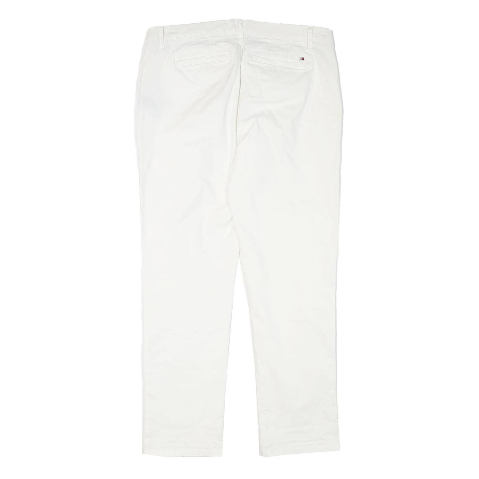 TOMMY HILFIGER Womens Cotton Blend White Regular Fit Straight Trousers W32 L27