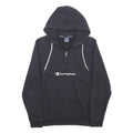 CHAMPION Womens Black Pullover Hoodie S Half Zip Logo Print