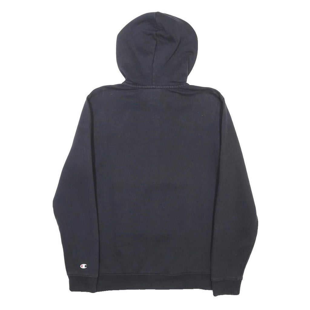 CHAMPION Womens Black Pullover Hoodie S Half Zip Logo Print