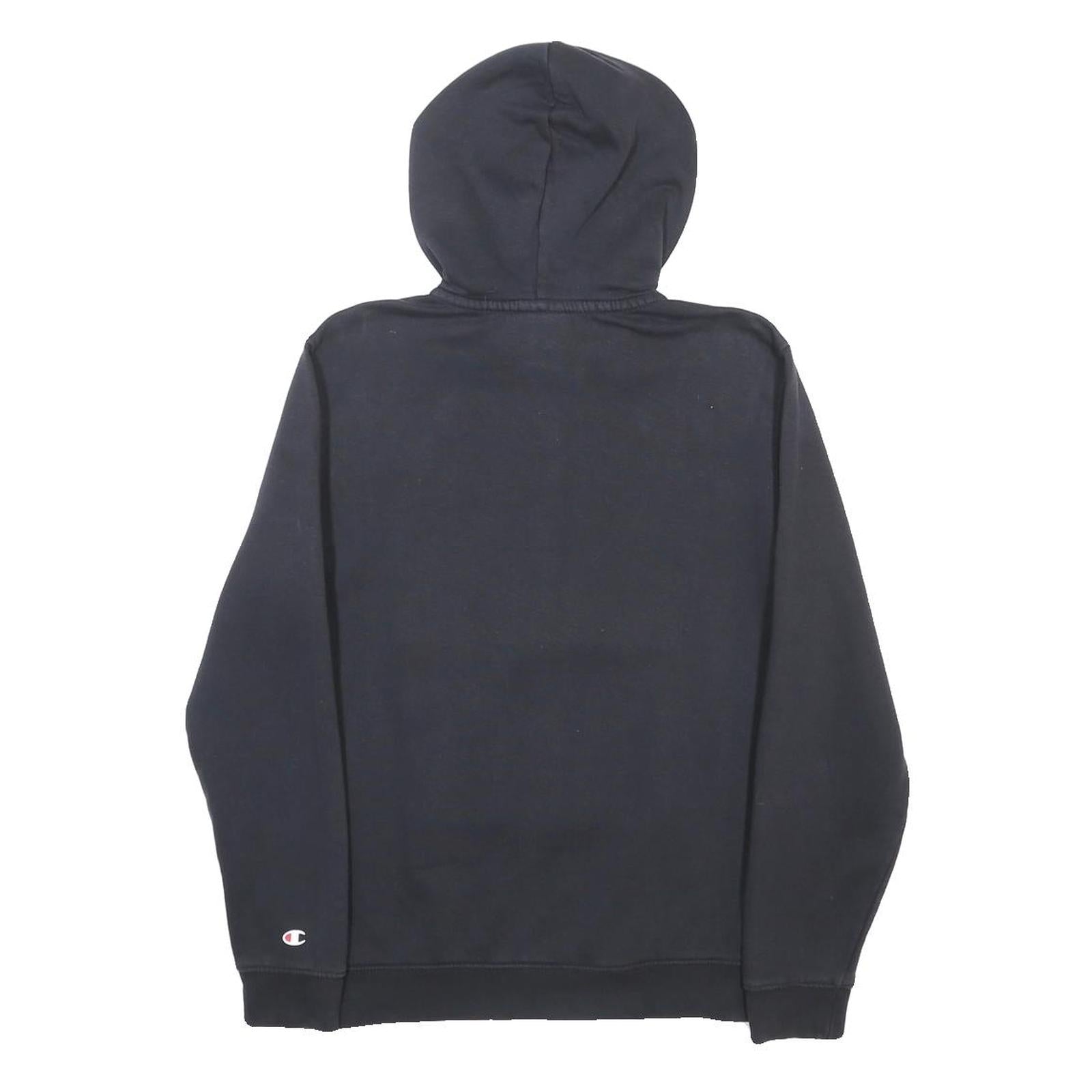 CHAMPION Womens Black Pullover Hoodie S Half Zip Logo Print