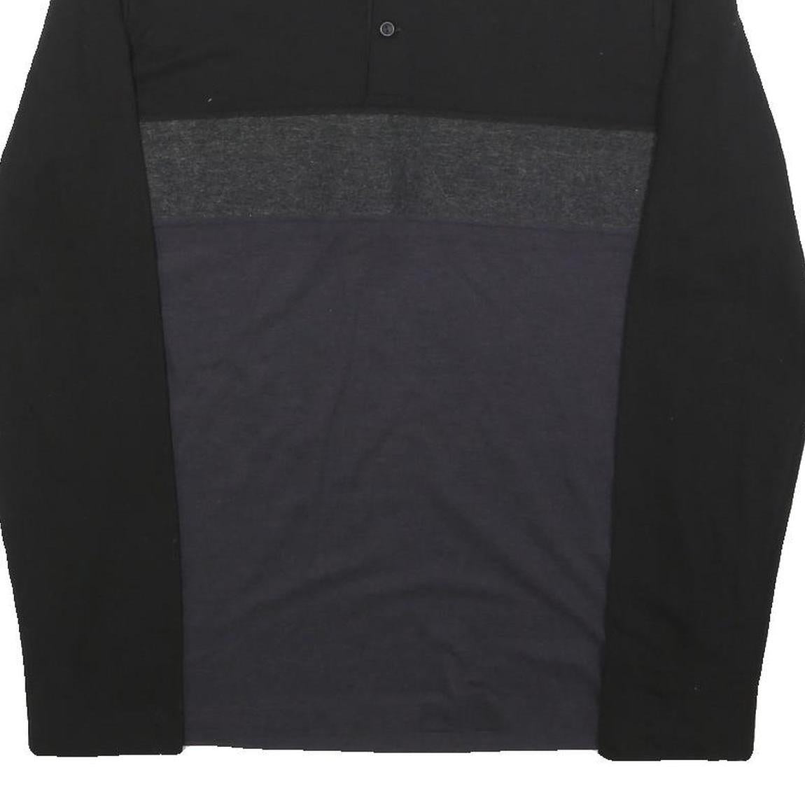 LACOSTE Mens Black & Grey Long Sleeve Colourblock Polo Shirt M Classic Fit