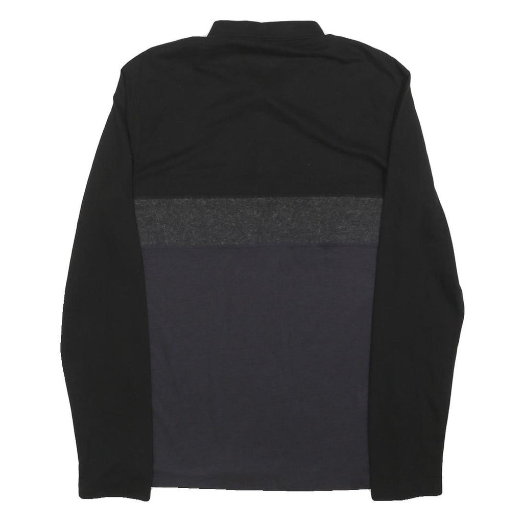 LACOSTE Mens Black & Grey Long Sleeve Colourblock Polo Shirt M Classic Fit