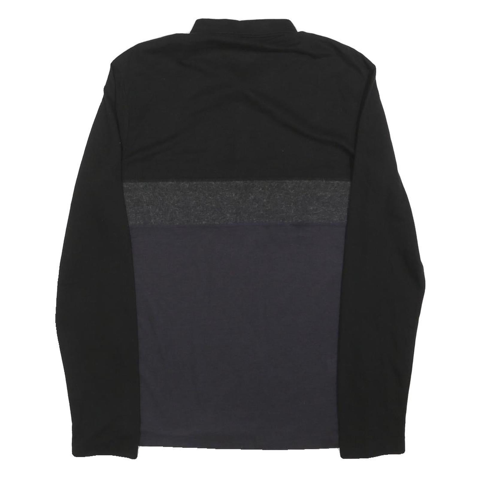 LACOSTE Mens Black & Grey Long Sleeve Colourblock Polo Shirt M Classic Fit