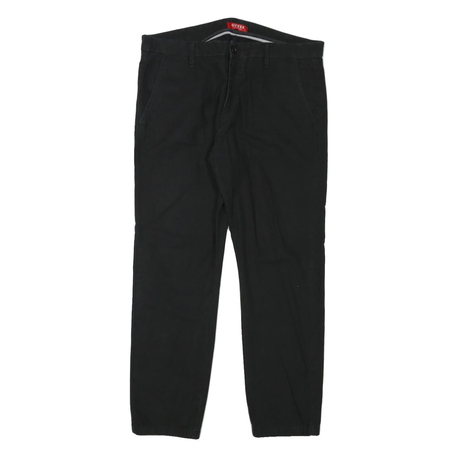 GUESS Mens Black Regular Fit Straight Denim Jeans W38 L30 Classic Style