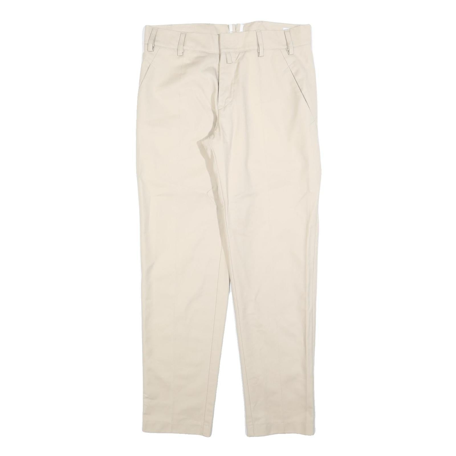 JOAH KRAUS Womens Cotton Blend Beige Regular Straight Trousers W34 L32 Stylish