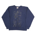 HANES Mens Blue Skeleton Graphic Crew Neck M Cotton Sweatshirt Casual
