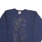 HANES Mens Blue Skeleton Graphic Crew Neck M Cotton Sweatshirt Casual