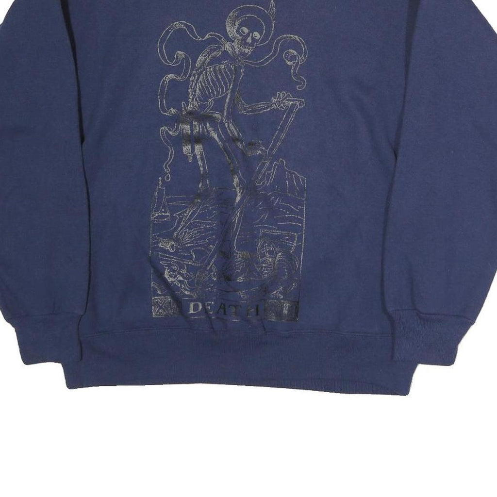 HANES Mens Blue Skeleton Graphic Crew Neck M Cotton Sweatshirt Casual