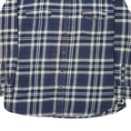 JACHS Mens Blue & White Check Shirt L Cotton Blend Long Sleeve Casual Flannel