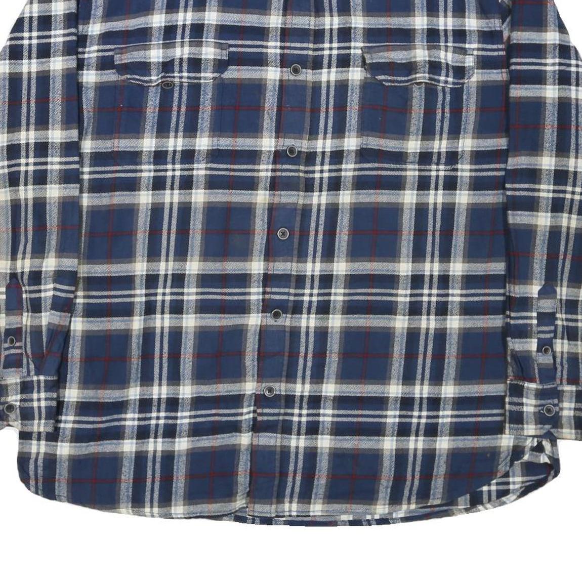 JACHS Mens Blue & White Check Shirt L Cotton Blend Long Sleeve Casual Flannel