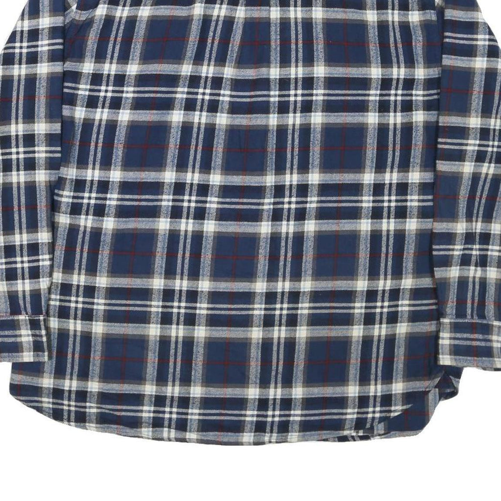 JACHS Mens Blue & White Check Shirt L Cotton Blend Long Sleeve Casual Flannel