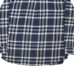 JACHS Mens Blue & White Check Shirt L Cotton Blend Long Sleeve Casual Flannel