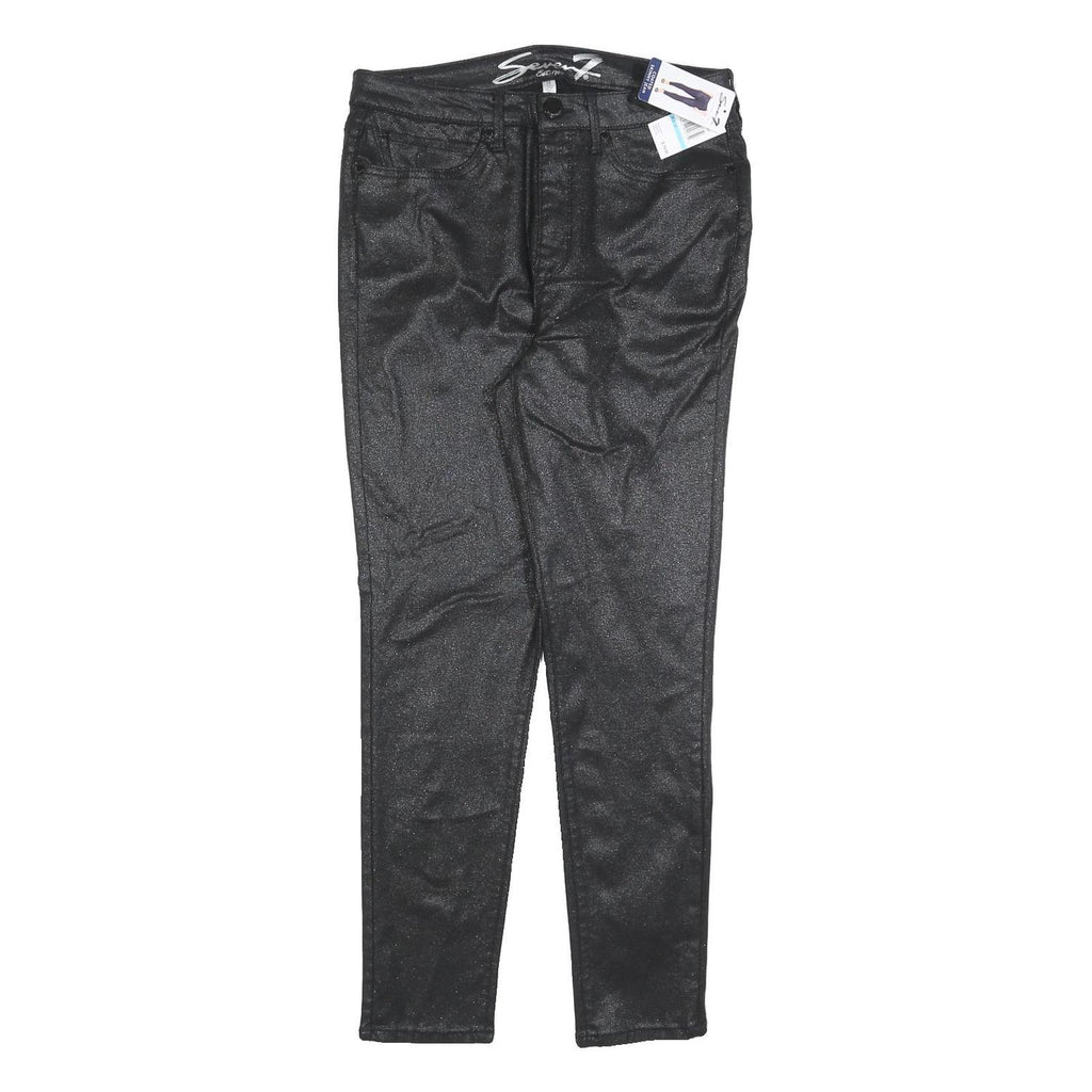 7 FOR ALL MANKIND Womens Jeans Black Slim Skinny Denim Raw W30 L28 Zip