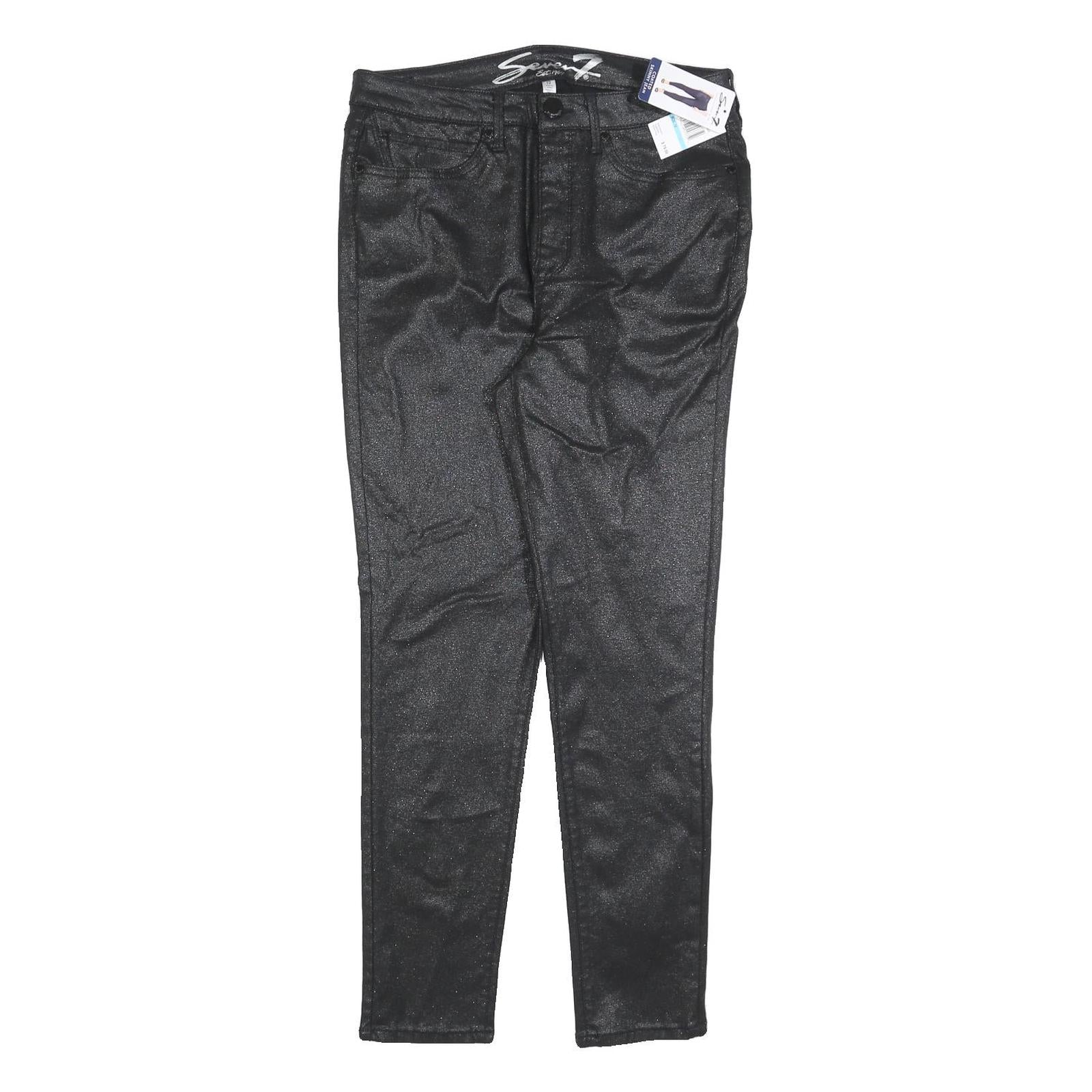 7 FOR ALL MANKIND Womens Jeans Black Slim Skinny Denim Raw W30 L28 Zip