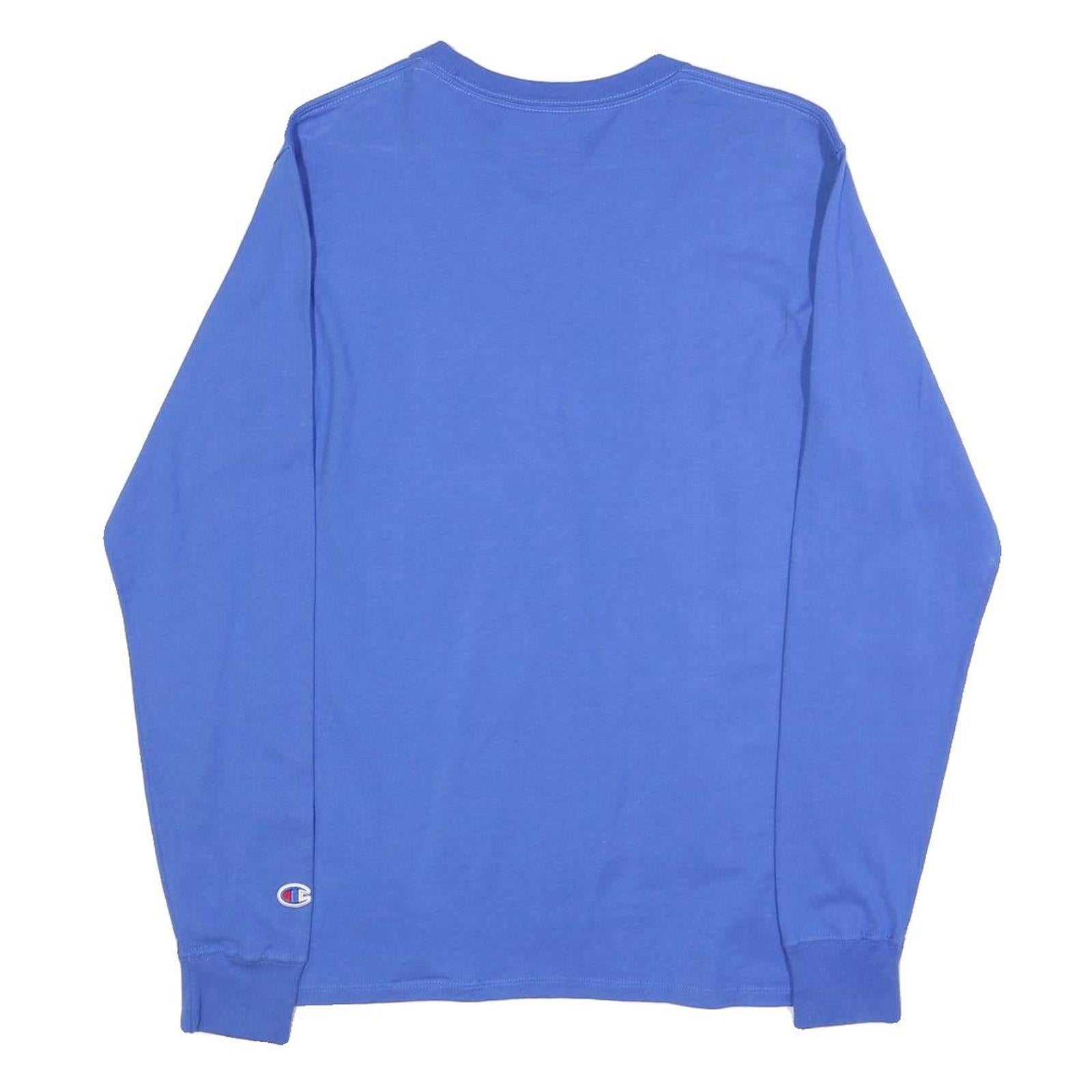 CHAMPION Mens Blue Long Sleeve Crew Neck Logo Graphic T-Shirt S