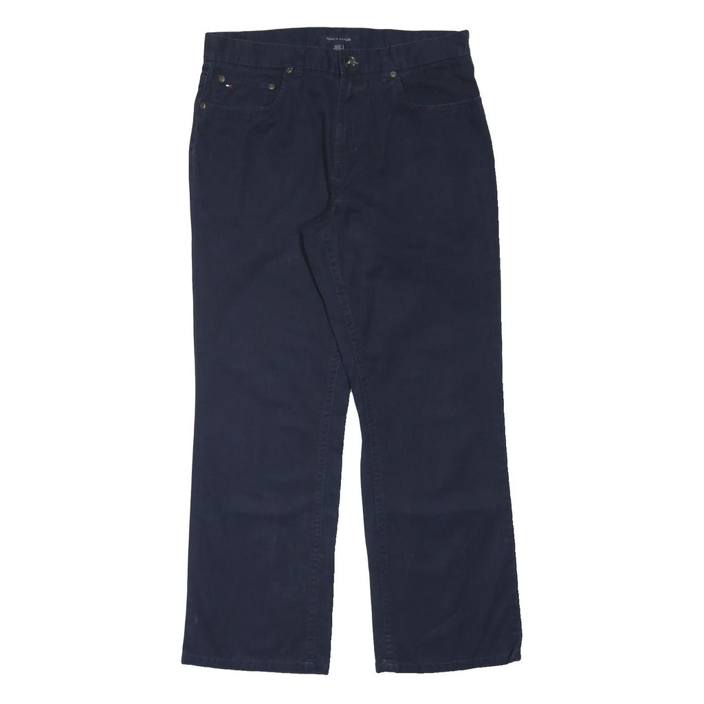 TOMMY HILFIGER Mens Cotton Blend Navy Relaxed Straight Trousers W32 L30 Casual