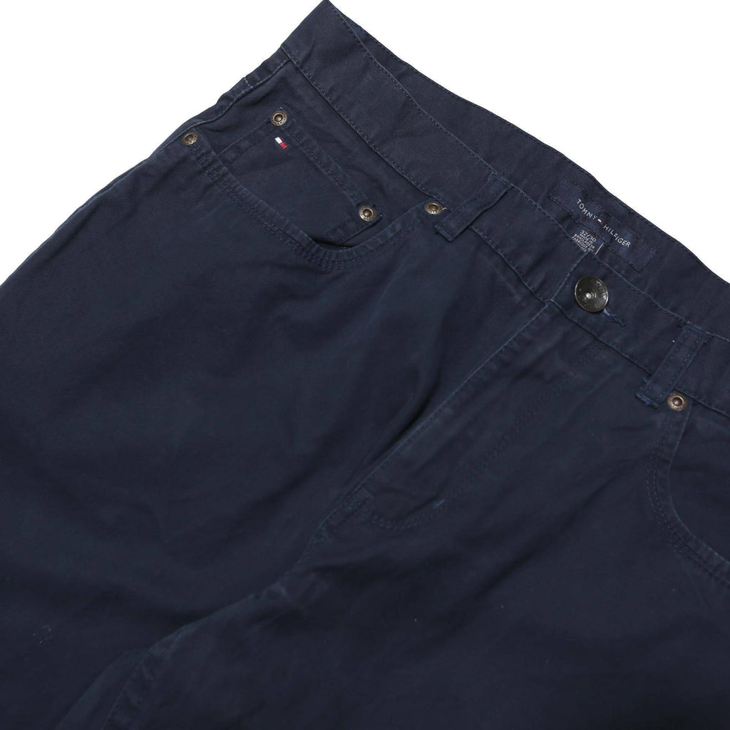 TOMMY HILFIGER Mens Cotton Blend Navy Relaxed Straight Trousers W32 L30 Casual