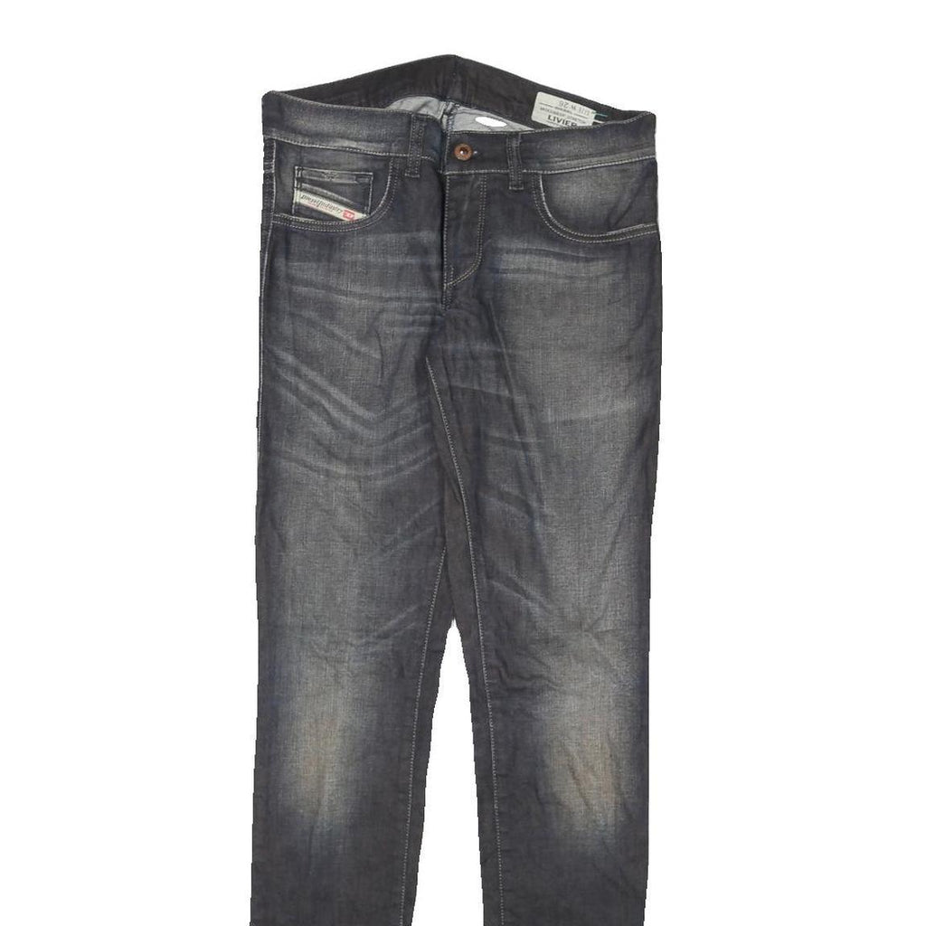 DIESEL Womens Slim Black Denim Light Wash Jeans W28 L32 Skinny Cotton Blend Zip