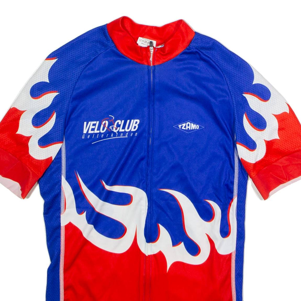 TZAMO Full Zip Cycling Mens Jersey Blue High Neck S