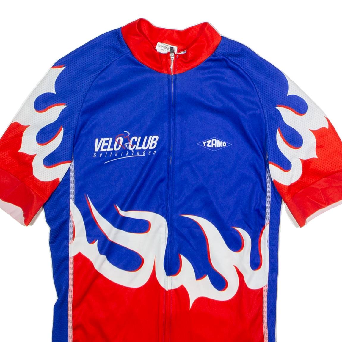 TZAMO Full Zip Cycling Mens Jersey Blue High Neck S