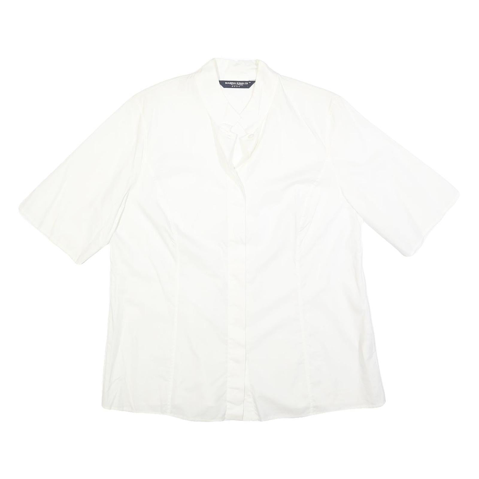 MARINA RINALDI Womens White Shirt L Cotton Blend Stylish Button Shirt