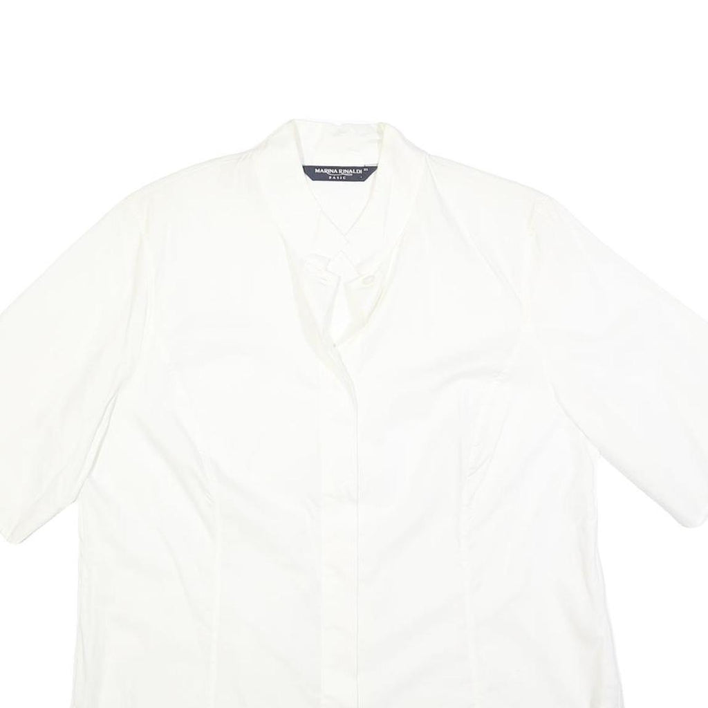 MARINA RINALDI Womens White Shirt L Cotton Blend Stylish Button Shirt