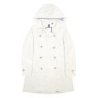 TOMMY HILFIGER Womens White Button Cotton Blend Classic Jacket M Hooded Casual