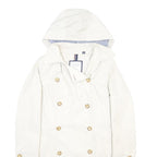 TOMMY HILFIGER Womens White Button Cotton Blend Classic Jacket M Hooded Casual