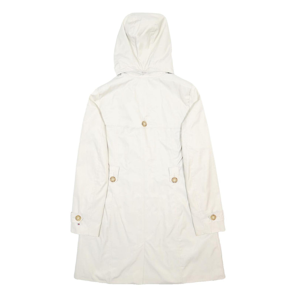 TOMMY HILFIGER Womens White Button Cotton Blend Classic Jacket M Hooded Casual