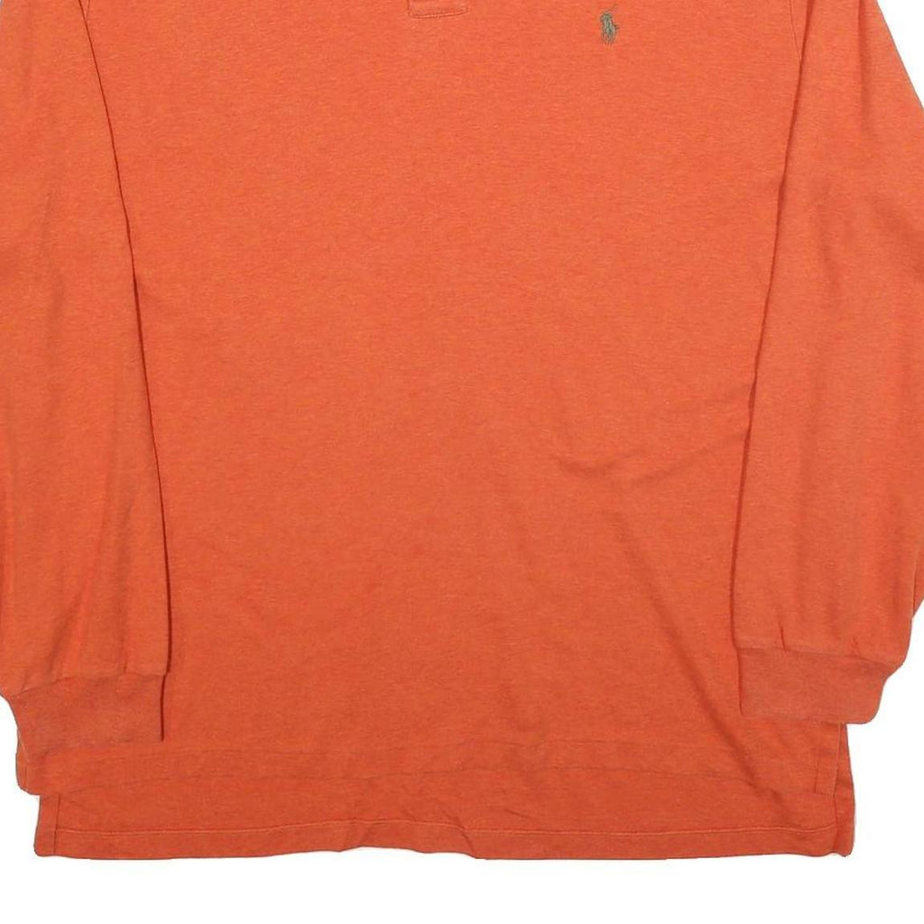 POLO RALPH LAUREN Mens Orange Long Sleeve Plain XL Cotton Blend Basic Polo Shirt