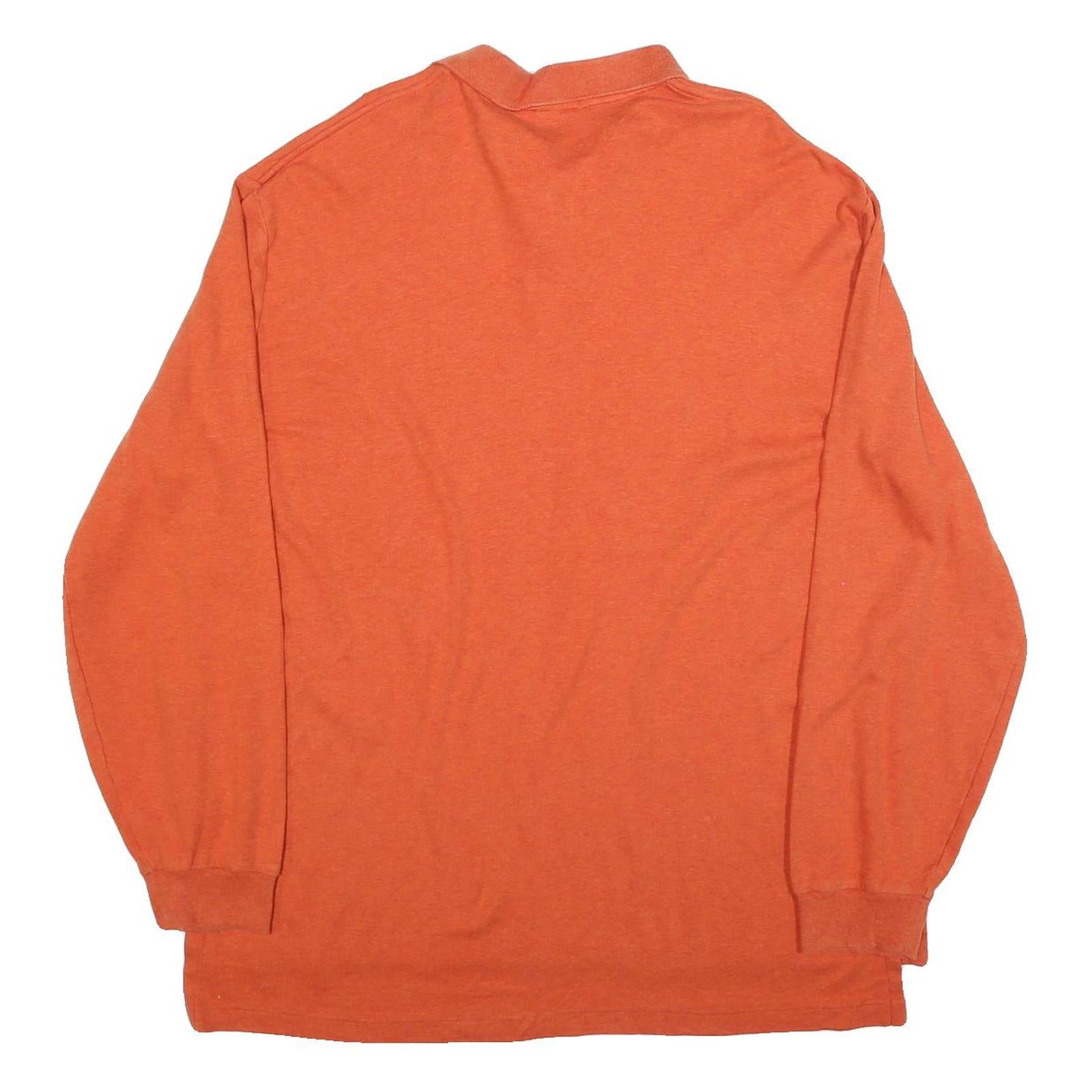 POLO RALPH LAUREN Mens Orange Long Sleeve Plain XL Cotton Blend Basic Polo Shirt