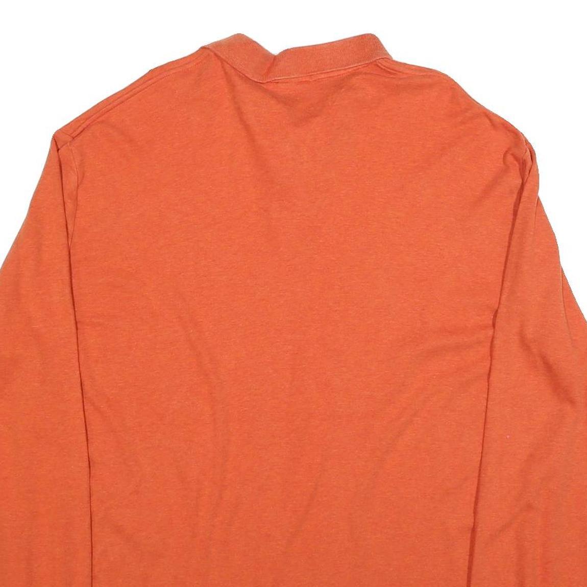 POLO RALPH LAUREN Mens Orange Long Sleeve Plain XL Cotton Blend Basic Polo Shirt