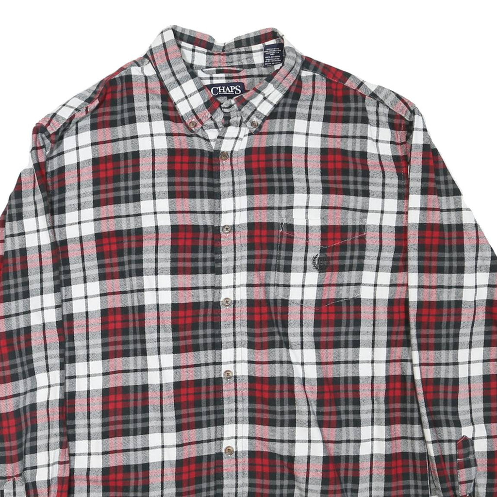 CHAPS Mens Red & Black Check Shirt XL Casual Cotton Long Sleeve Button Down