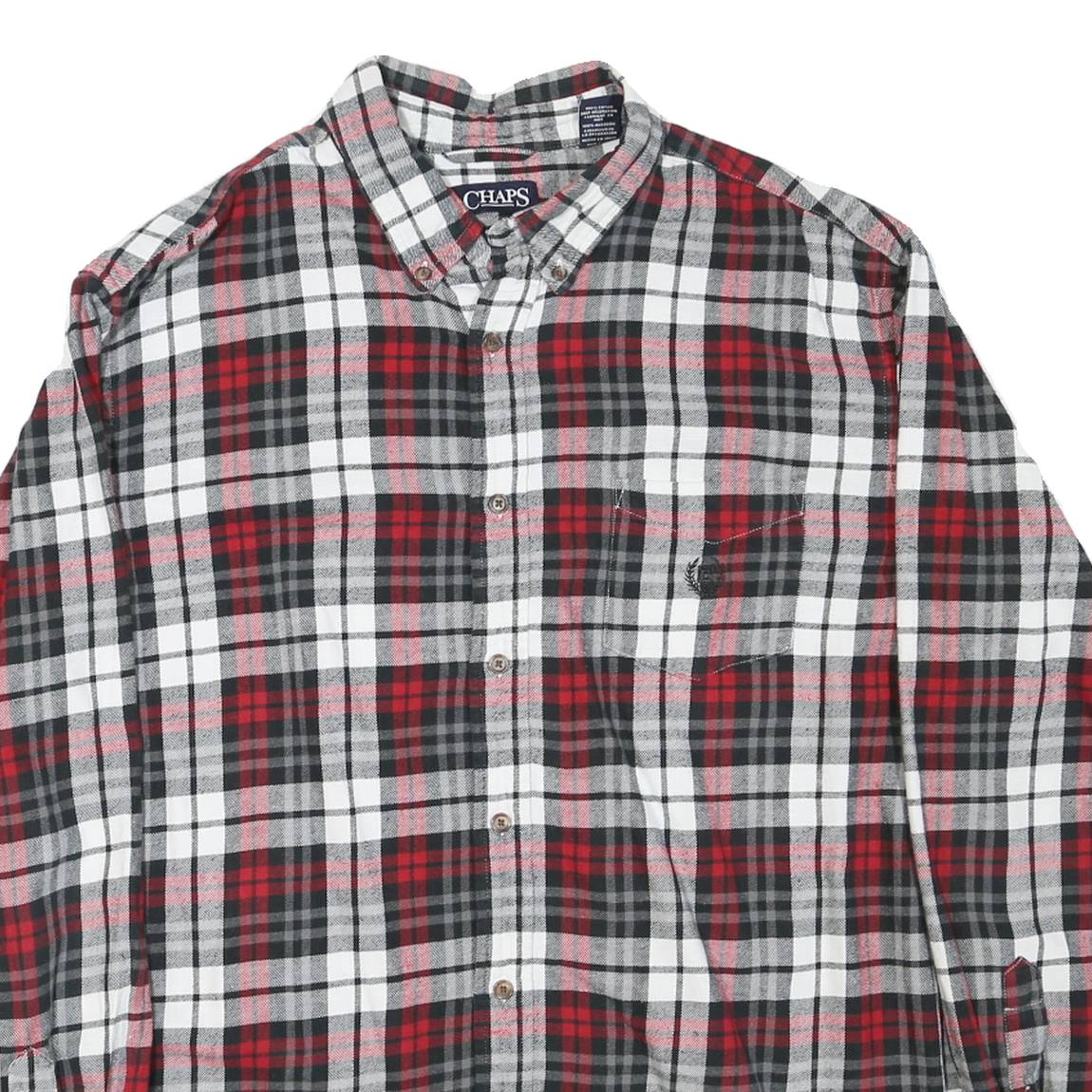 CHAPS Mens Red & Black Check Shirt XL Casual Cotton Long Sleeve Button Down