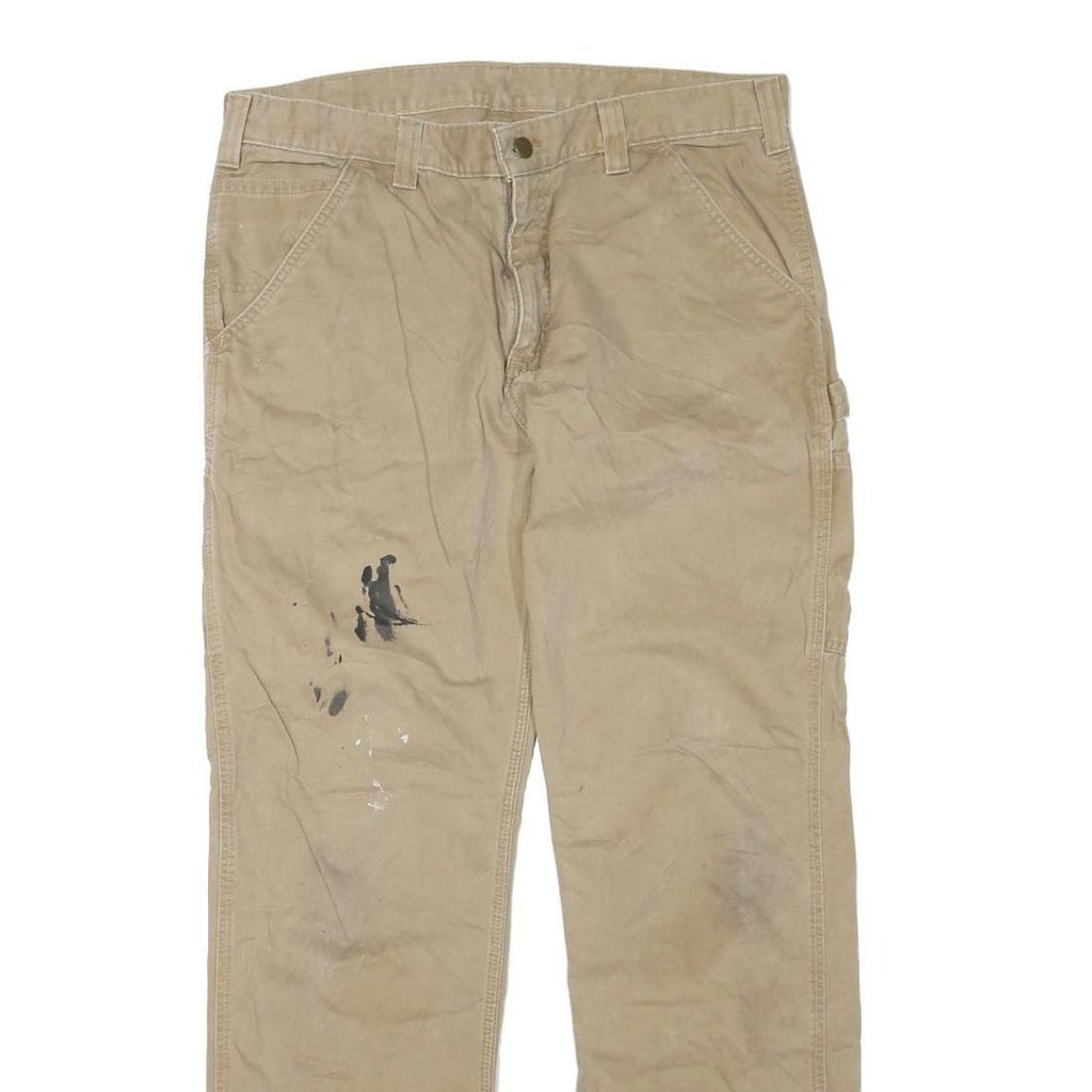 CARHARTT Mens Beige Regular Straight Denim W36 L32 Workwear Cotton Blend Zip