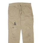 CARHARTT Mens Beige Regular Straight Denim W36 L32 Workwear Cotton Blend Zip