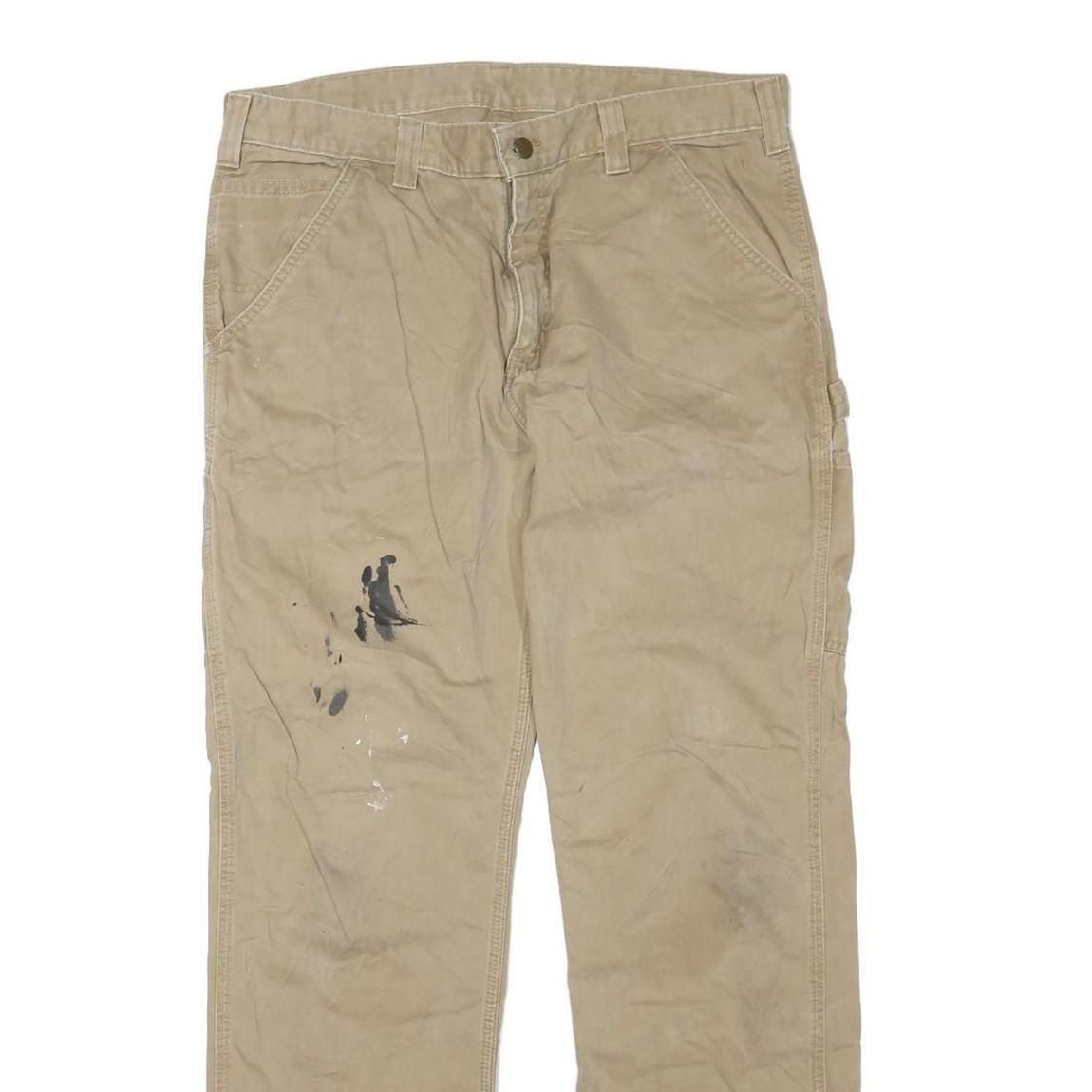 CARHARTT Mens Beige Regular Straight Denim W36 L32 Workwear Cotton Blend Zip