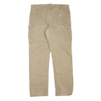 CARHARTT Mens Beige Regular Straight Denim W36 L32 Workwear Cotton Blend Zip