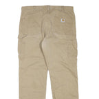 CARHARTT Mens Beige Regular Straight Denim W36 L32 Workwear Cotton Blend Zip