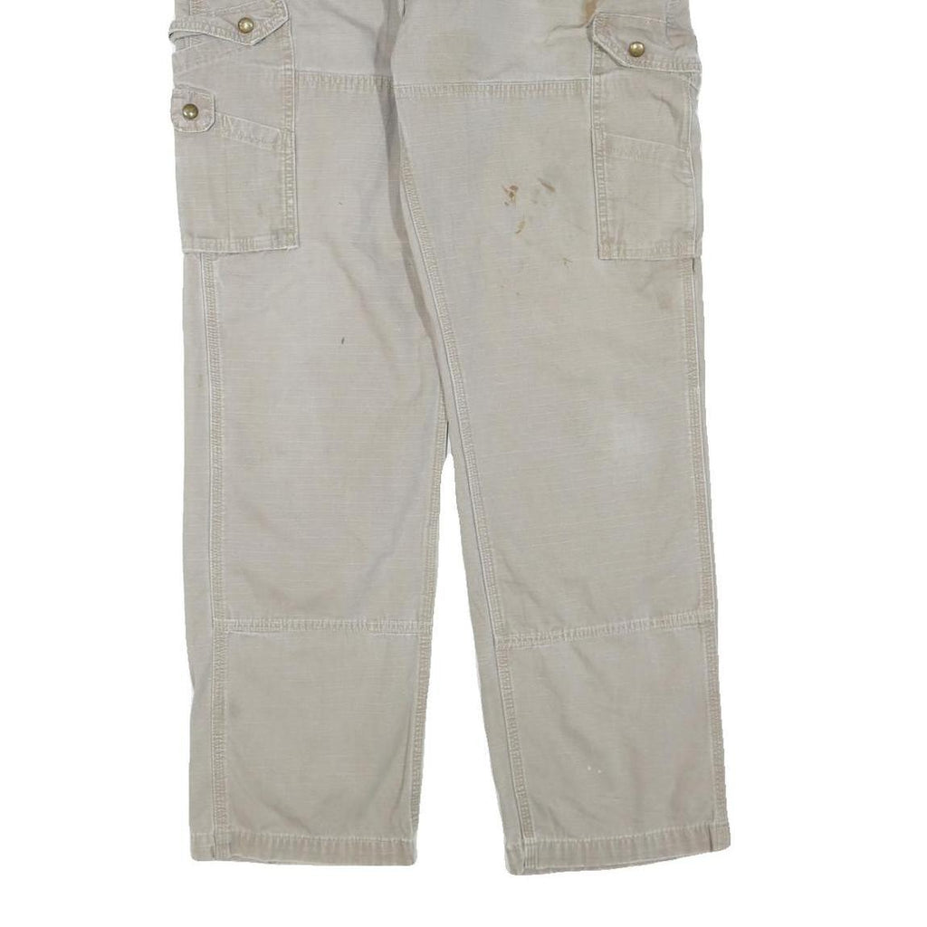 CARHARTT Mens Cotton Blend Beige Regular Straight Zip Trousers W38 L36 Workwear