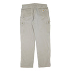 CARHARTT Mens Cotton Blend Beige Regular Straight Zip Trousers W38 L36 Workwear
