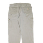 CARHARTT Mens Cotton Blend Beige Regular Straight Zip Trousers W38 L36 Workwear