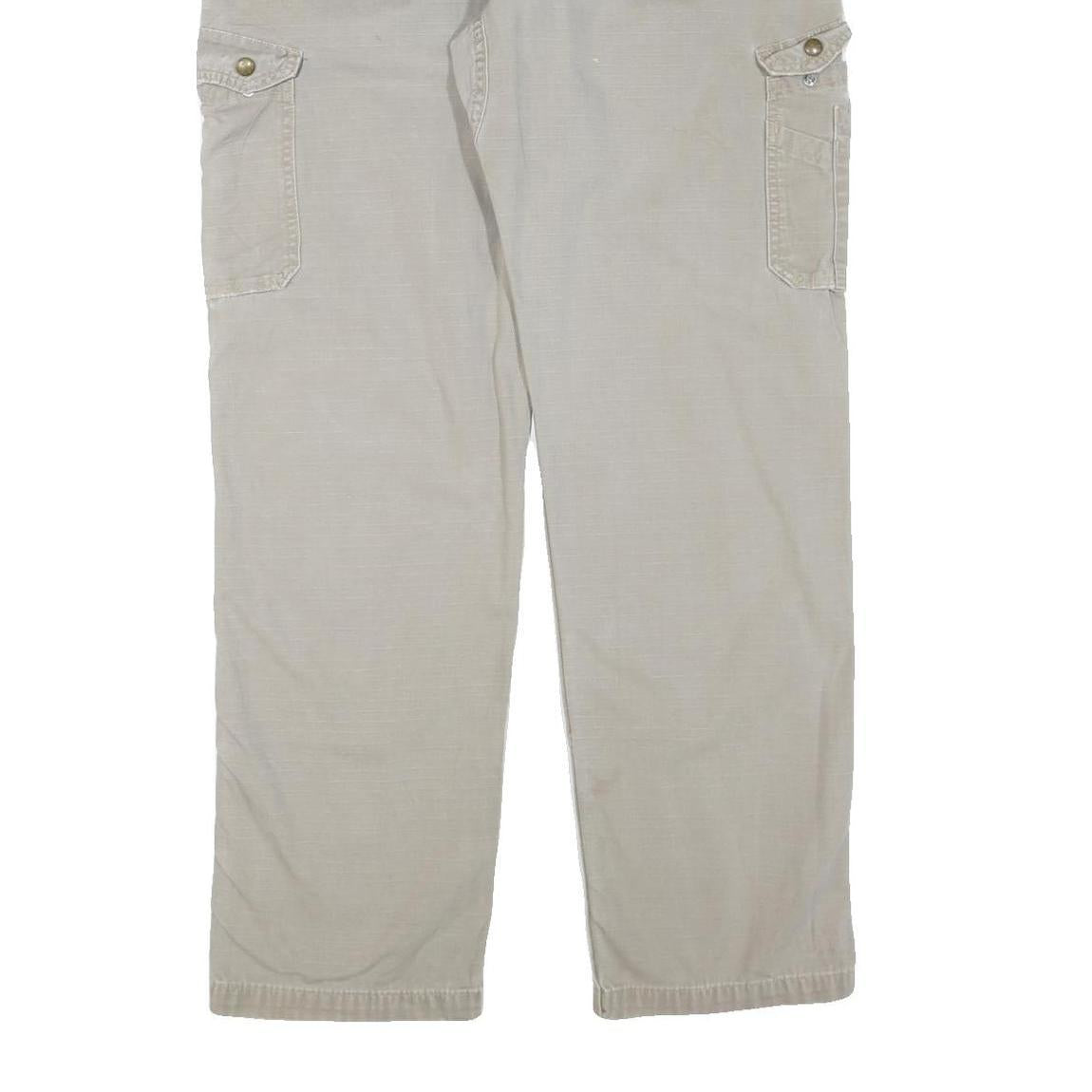 CARHARTT Mens Cotton Blend Beige Regular Straight Zip Trousers W38 L36 Workwear