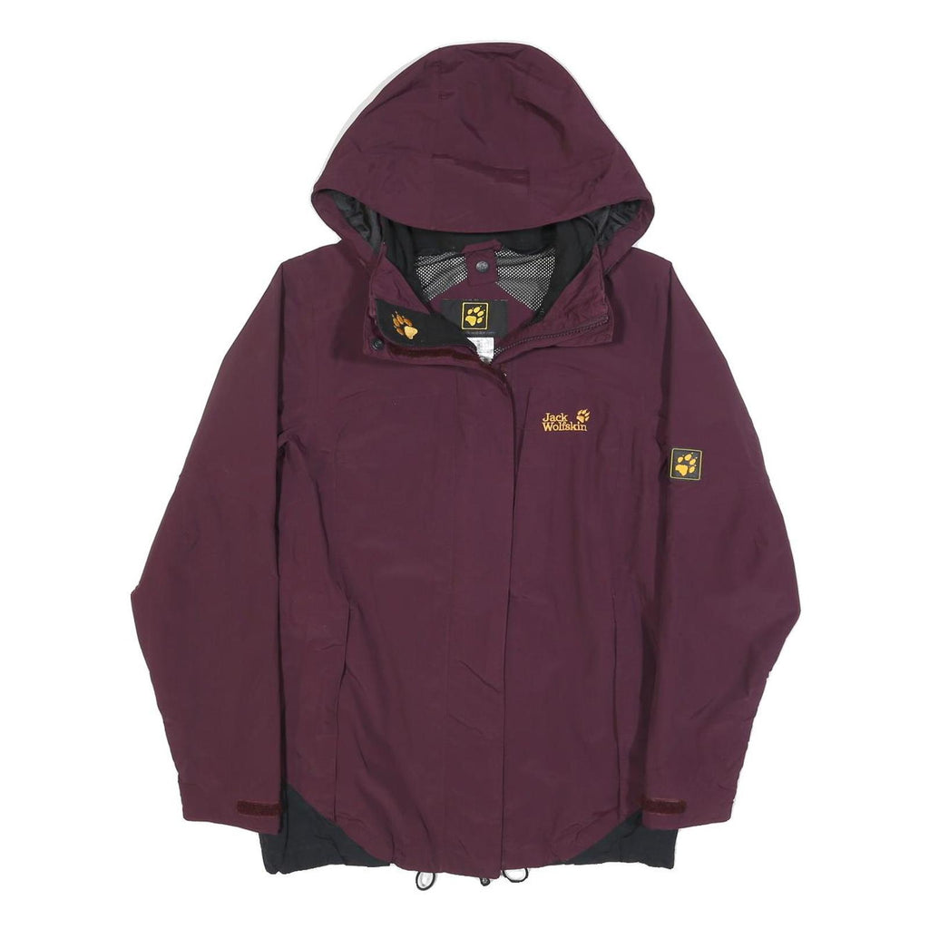 JACK WOLFSKIN Womens Maroon Jacket UK 8 Polyamide Zip Hooded Outdoor Classic