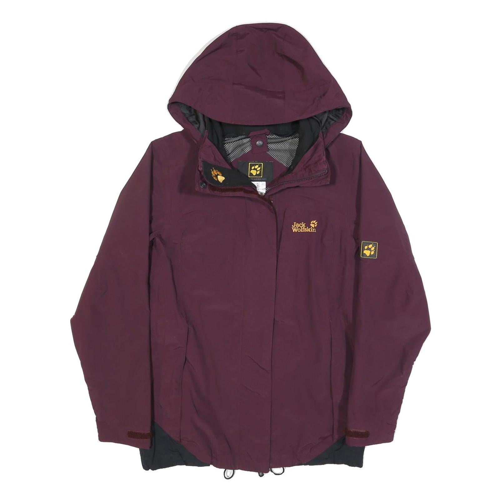 JACK WOLFSKIN Womens Maroon Jacket UK 8 Polyamide Zip Hooded Outdoor Classic