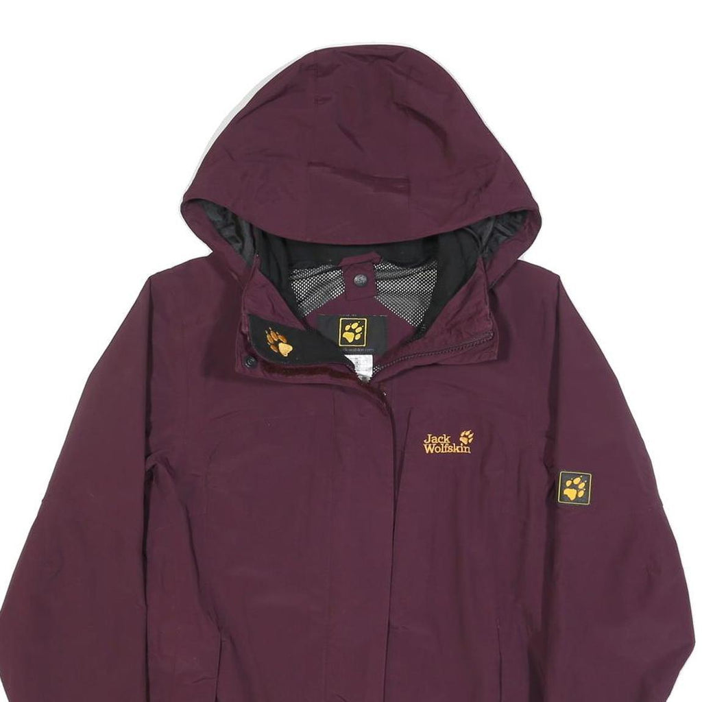 JACK WOLFSKIN Womens Maroon Jacket UK 8 Polyamide Zip Hooded Outdoor Classic
